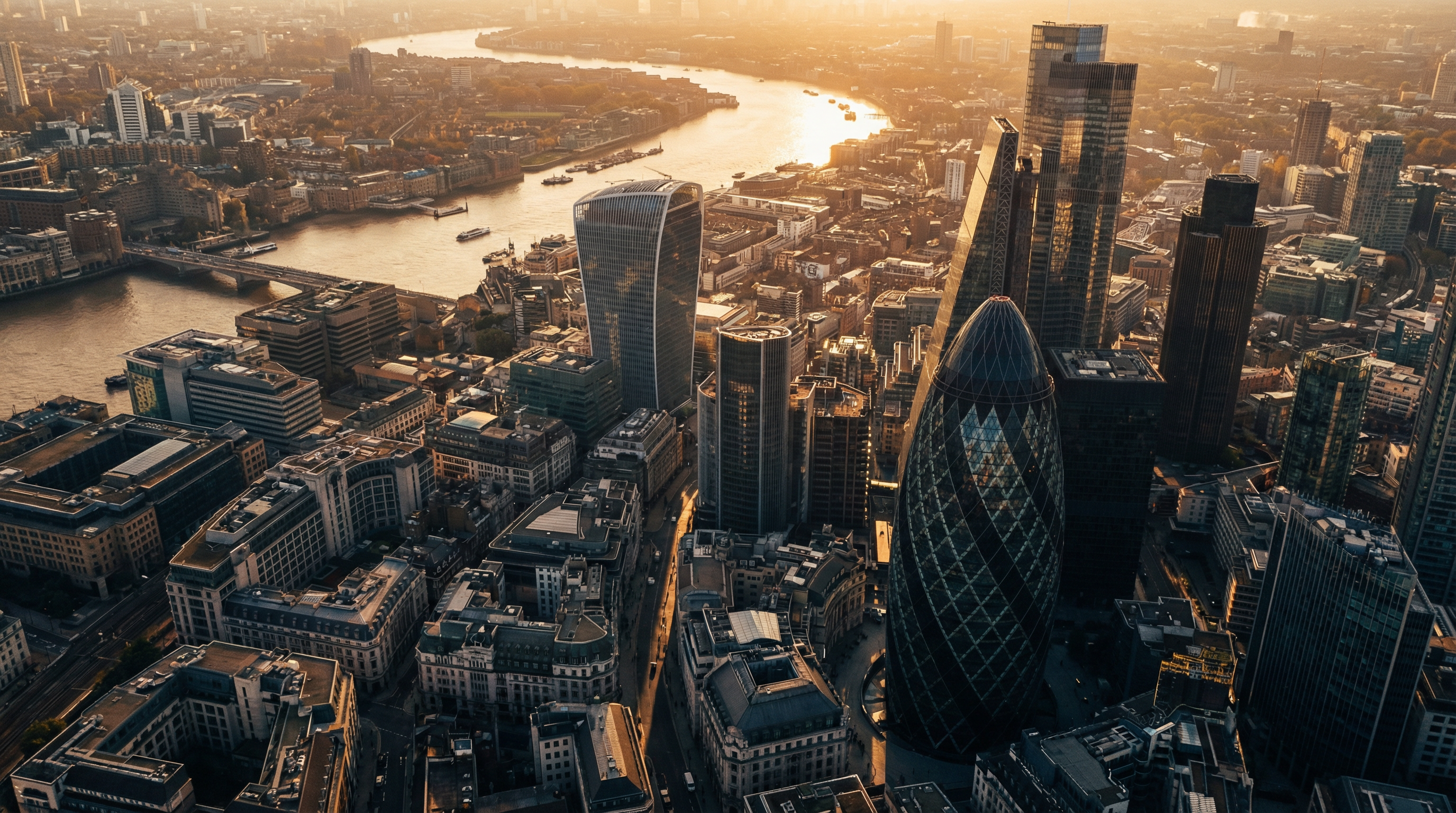 London skyline at golden hour